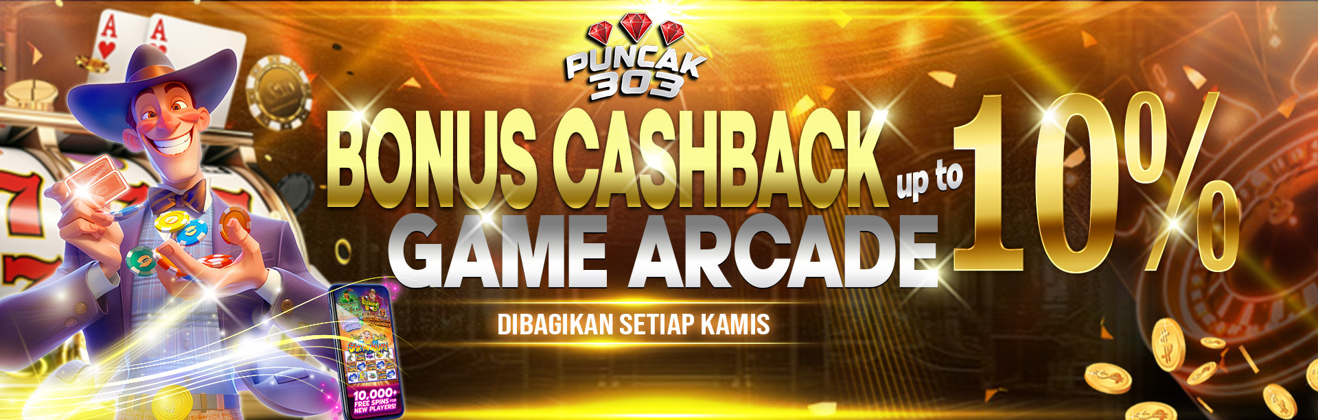 PUNCAK303 BONUS CASHBACK ARCADE 10%