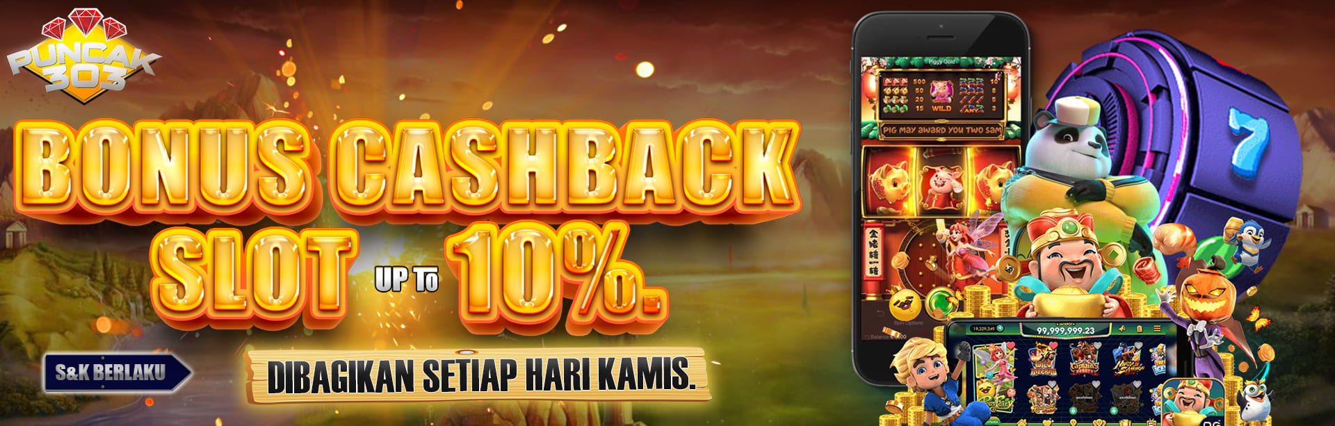 PUNCAK303 BONUS CASHBACK SLOT 10%